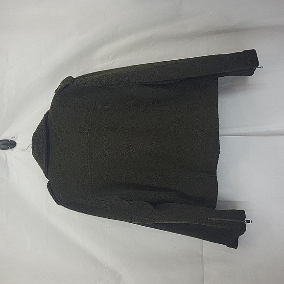 MAX STUDIO Olive Green Lightweight Faux Shearling Moto Jacket - Picture 7 of 12